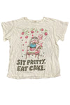 House of Jaded Gypsy Worn and Weathered Tee in Eat Cake - One Size