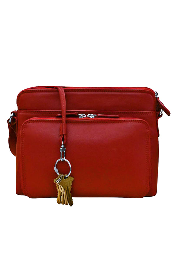 ILI New York Crossbody Organizer in Red Leather