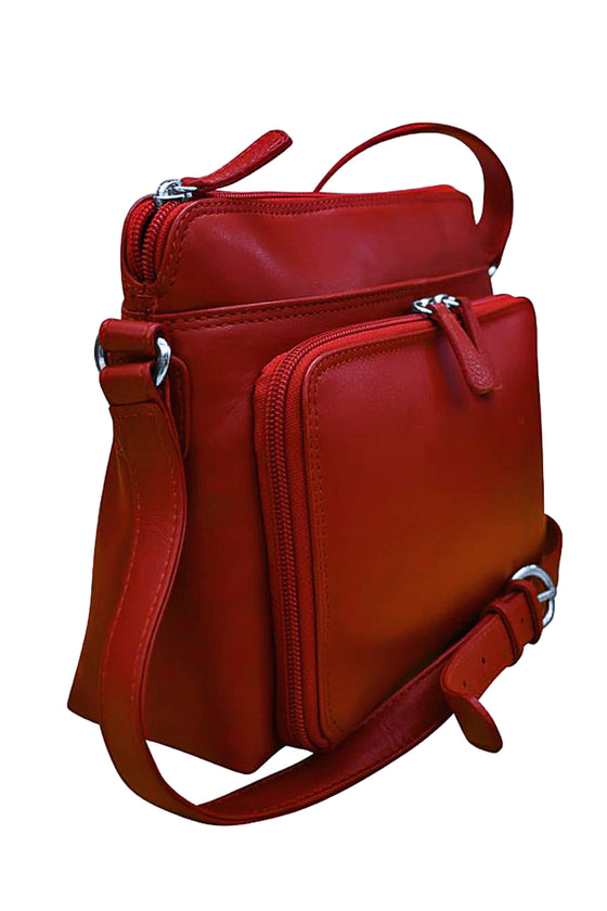 ILI New York Crossbody Organizer in Red Leather
