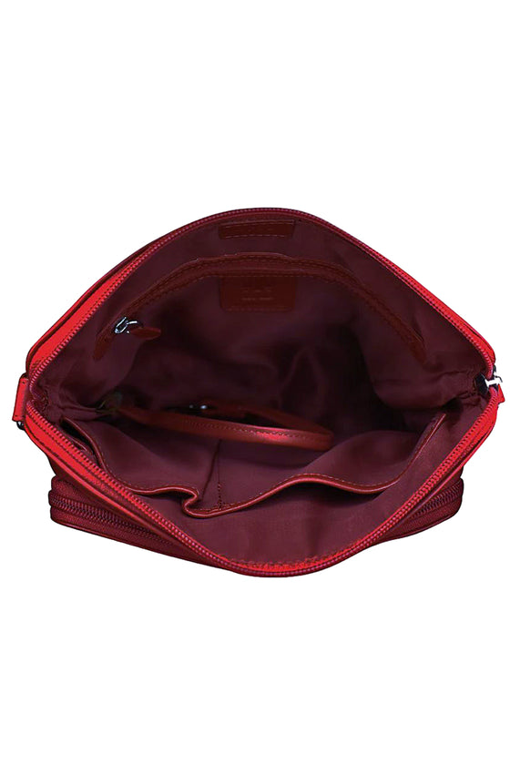 ILI New York Crossbody Organizer in Red Leather