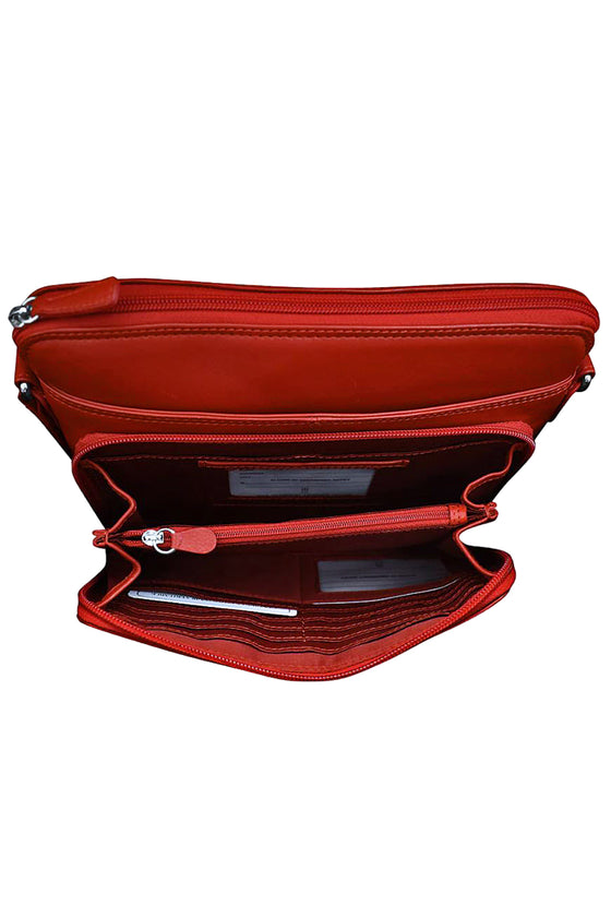 ILI New York Crossbody Organizer in Red Leather