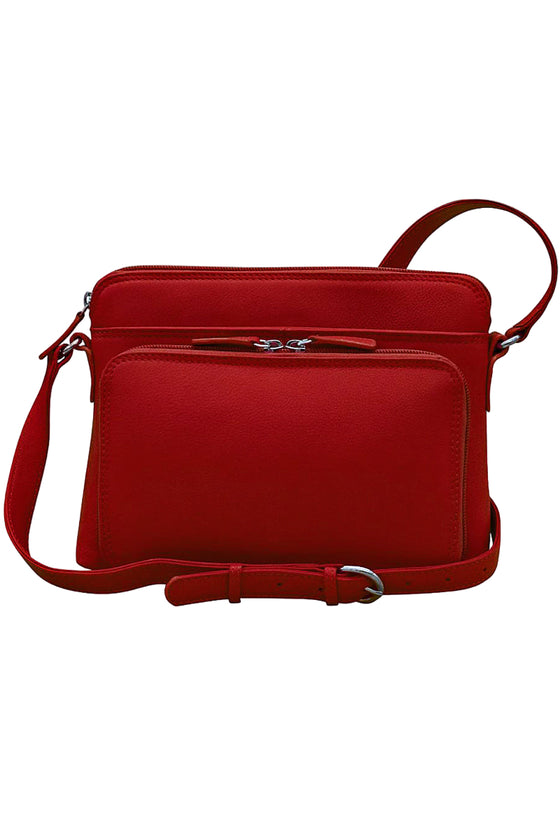 ILI New York Crossbody Organizer in Red Leather