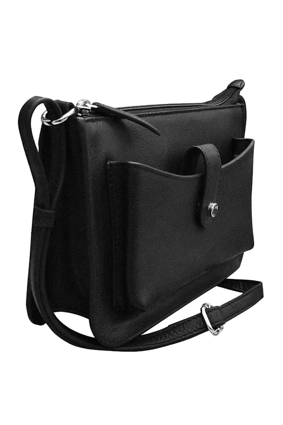 ILI New York Front Pocket Phone Bag in Black Leather