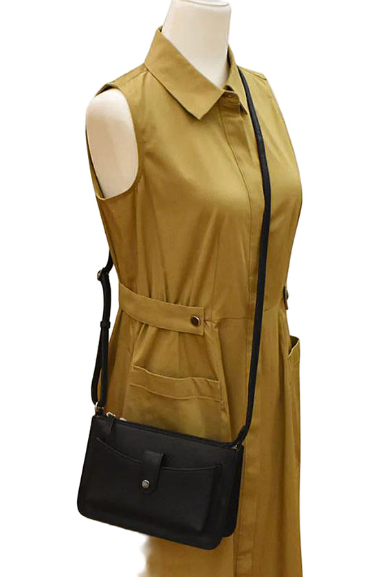 ILI New York Front Pocket Phone Bag in Black Leather