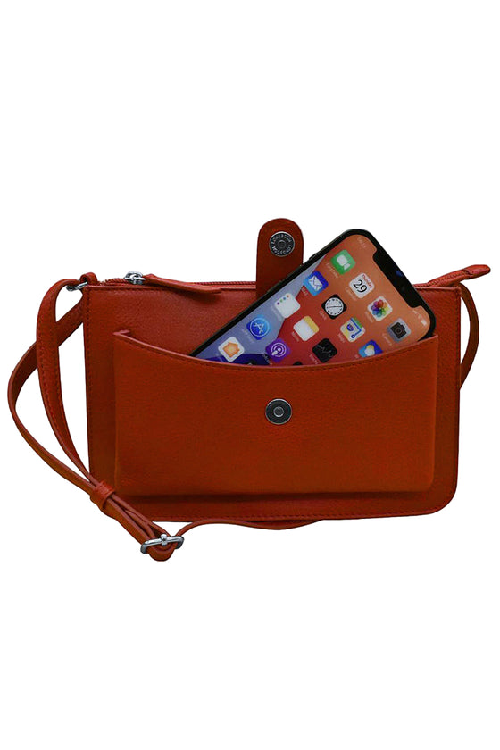 ILI New York Front Pocket Phone Bag in Red Leather