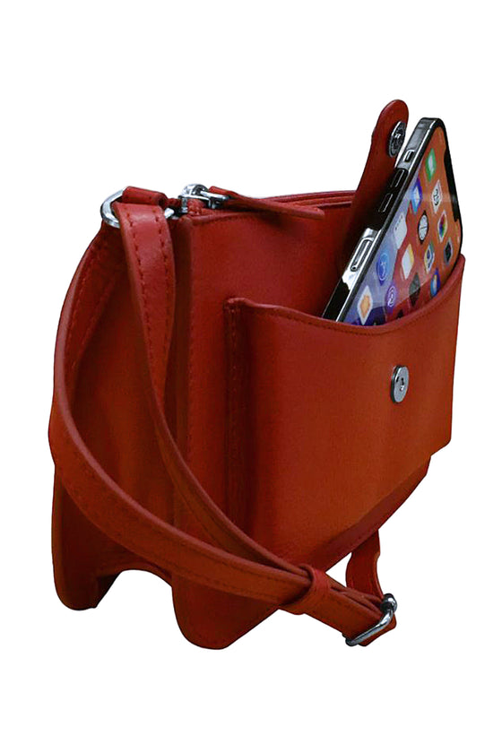 ILI New York Front Pocket Phone Bag in Red Leather
