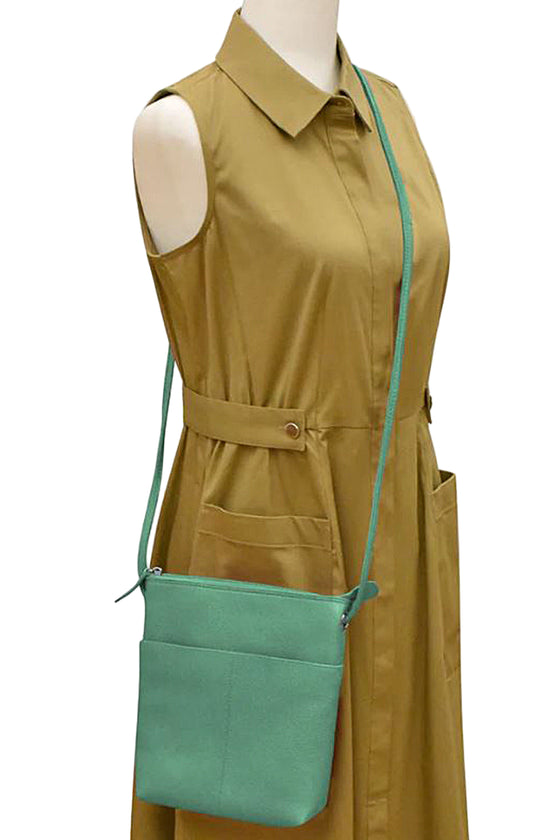 ILI New York Midi Sac in Turquoise Leather