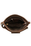 ILI New York Pointed Tab Crossbody Organizer in Rustic Brown Distressed Leather
