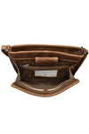 ILI New York Pointed Tab Crossbody Organizer in Rustic Brown Distressed Leather