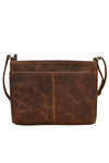 ILI New York Pointed Tab Crossbody Organizer in Rustic Brown Distressed Leather