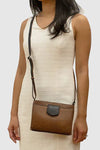ILI New York Pointed Tab Crossbody Organizer in Rustic Brown Distressed Leather