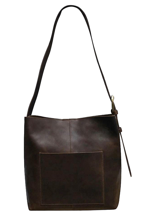 ILI New York Unlined Open Top Hobo in Chocolate