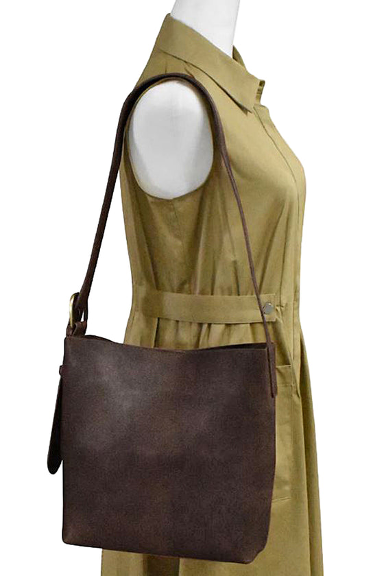 ILI New York Unlined Open Top Hobo in Chocolate