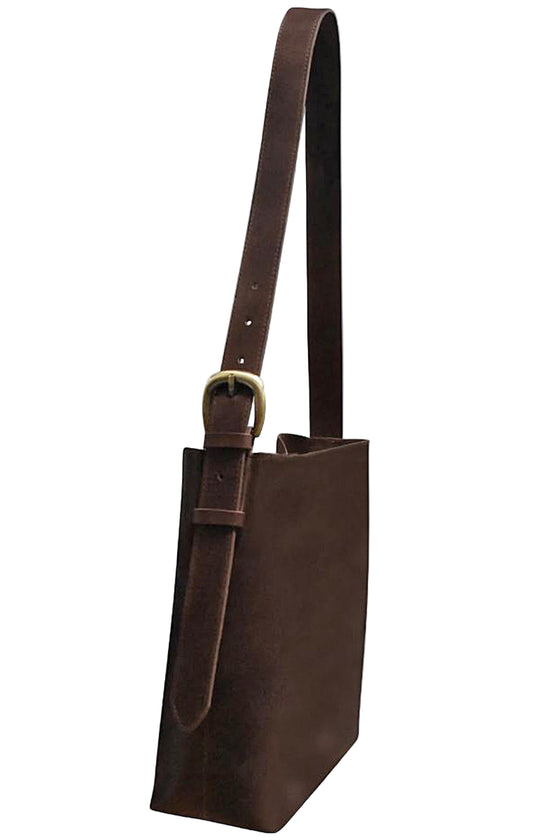 ILI New York Unlined Open Top Hobo in Chocolate