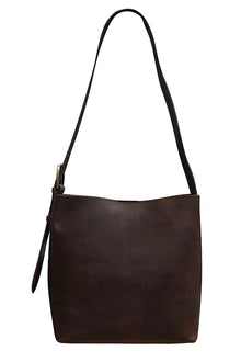  ILI New York Unlined Open Top Hobo in Chocolate