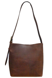  ILI New York Unlined Open Top Hobo in Rustic Brown