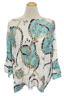  Inoah "Amelia" 3/4 Dolman Sleeve Crochet Sweater T1761SE-AE06