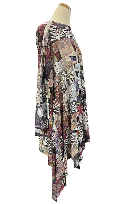 Inoah Ancient Tones Mesh Long Sleeve Sharkbite Hem Tunic