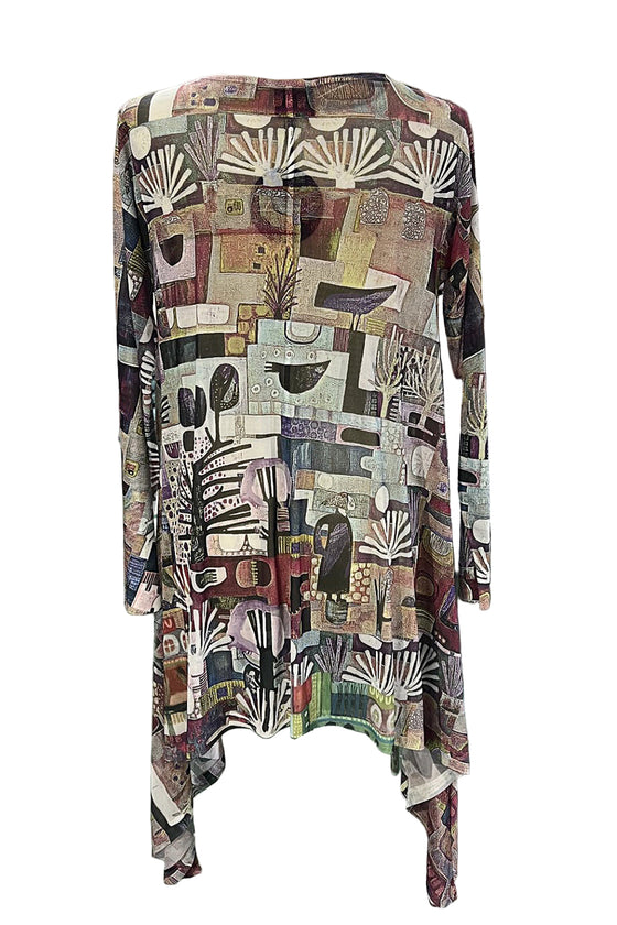 Inoah Ancient Tones Mesh Long Sleeve Sharkbite Hem Tunic