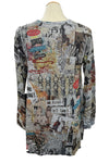 Inoah "Big Ben" Long Sleeve Sharkbite Hem V-Neck Tunic T485T-AD53