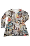 Inoah "Big Ben" Long Sleeve Sharkbite Hem V-Neck Tunic T485T-AD53