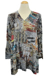 Inoah "Big Ben" Long Sleeve Sharkbite Hem V-Neck Tunic T485T-AD53
