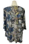 Inoah "Bluebell" 3/4 Sleeve Crew Neck A-Line Top T208CN-AD44