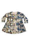 Inoah "Bluebell" 3/4 Sleeve Crew Neck A-Line Top T208CN-AD44