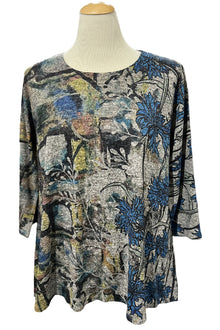  Inoah "Bluebell" 3/4 Sleeve Crew Neck A-Line Top T208CN-AD44