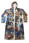 Inoah "Blues & Jazz" Long Sleeve Hooded Open Duster C008T-AD56