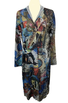  Inoah "Blues & Jazz" Long Sleeve Hooded Open Duster C008T-AD56