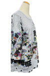 Inoah "Cats Nap" 3/4 Sleeve V Plaket Straight Top T1574F-AD01