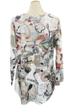 Inoah Check List Long Sleeve V-Neck Split A-Line Top T1561RE-AD132