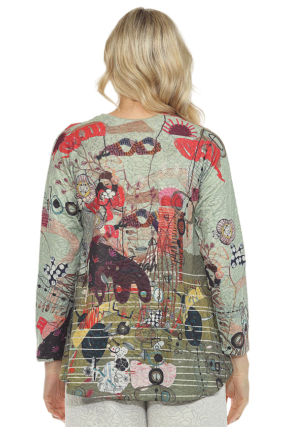 Inoah CHERRY KISS Quilted Long Sleeve A-Line Top T1353NB-AD97