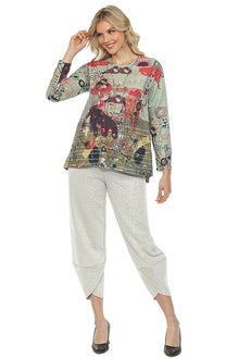  Inoah CHERRY KISS Quilted Long Sleeve A-Line Top T1353NB-AD97
