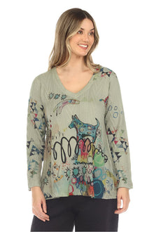  Inoah Chipie's Venture Long Sleeve A-Line V-Neck Top