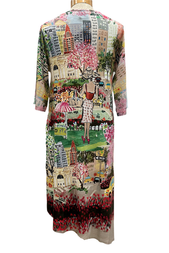 Inoah City Gal 3/4 Sleeve Crew Neck Asymmetric Dress Style ND473K-AC24