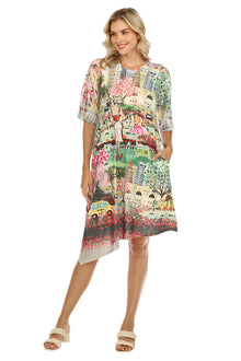  Inoah City Gal 3/4 Sleeve Crew Neck Asymmetric Dress Style ND473K-AC24