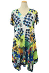 Inoah "Color Field" Short Sleeve Sharkbite Dress D169K-AE80