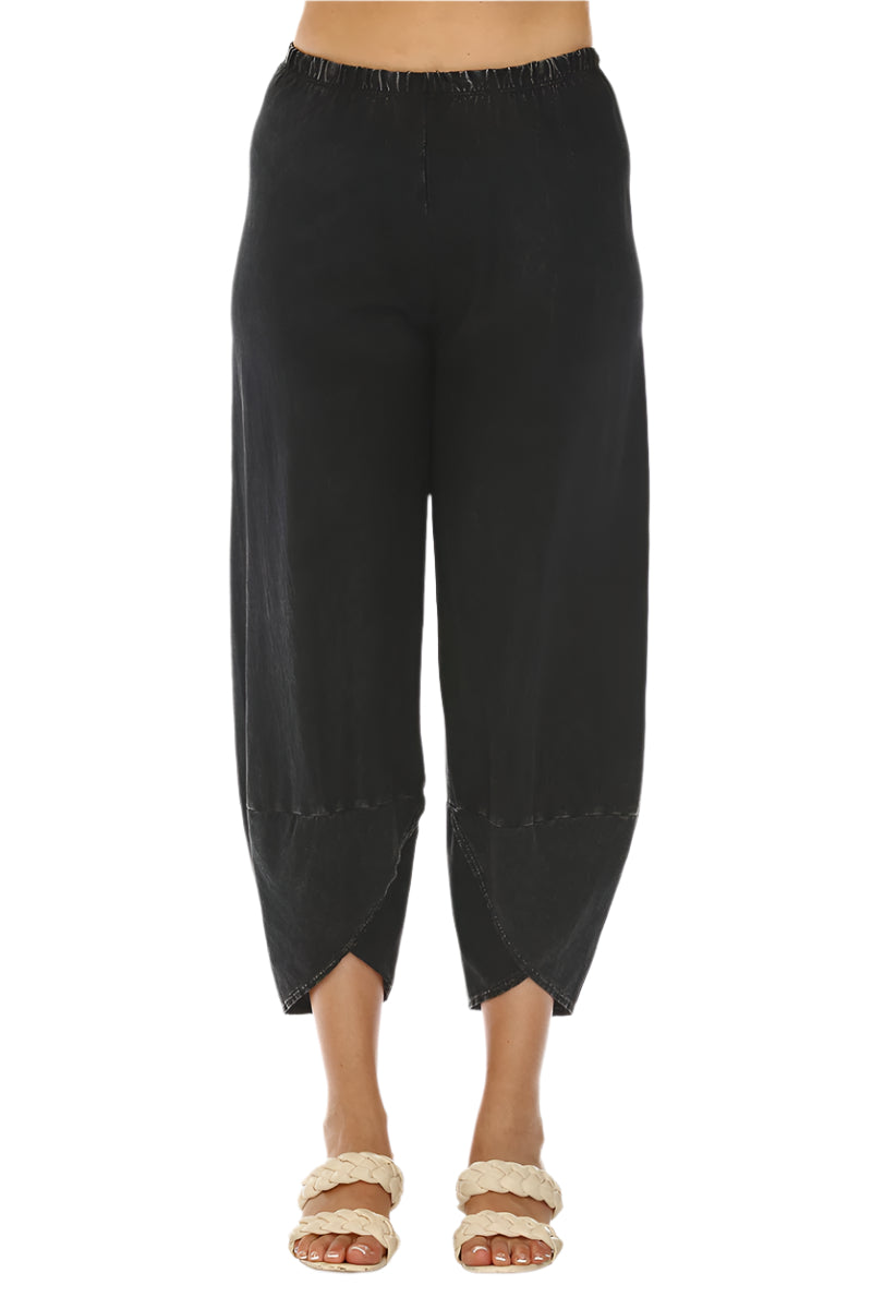  Inoah Cotton Black Mineral Wash Tulip Hem Pant