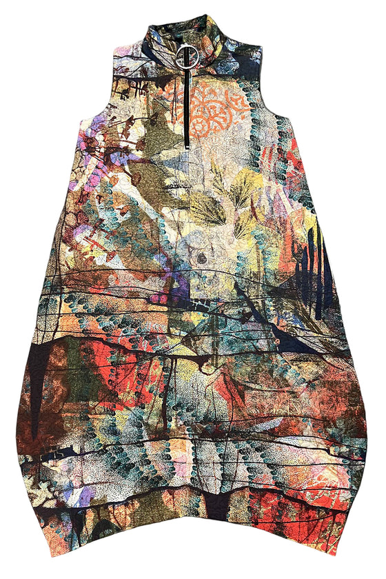 Inoah COZY AUTUMN Quilted Sleeveless Front Zip Dress D502NB-AD94