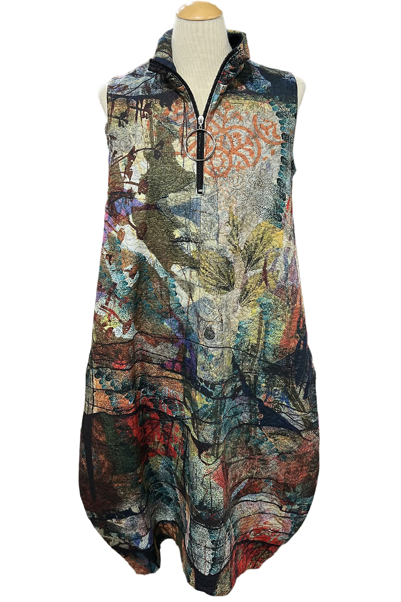  Inoah COZY AUTUMN Quilted Sleeveless Front Zip Dress D502NB-AD94