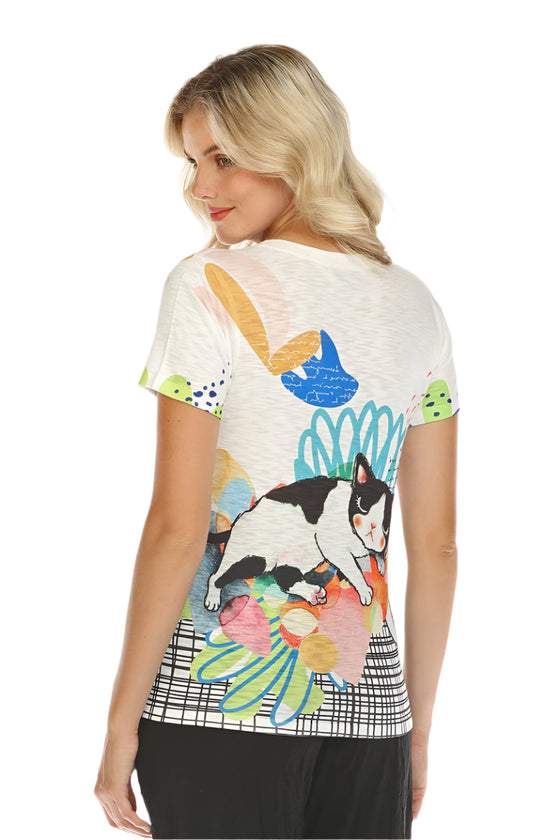 Inoah Daphne Short Sleeve Crew Neck Straight Top Style NT977K-AC19