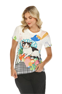  Inoah Daphne Short Sleeve Crew Neck Straight Top Style NT977K-AC19