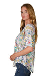 Inoah "Forever Florals" Flared Sleeve A-Line Top T1490FR-AE72