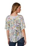 Inoah "Forever Florals" Flared Sleeve A-Line Top T1490FR-AE72
