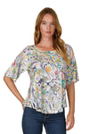 Inoah "Forever Florals" Flared Sleeve A-Line Top T1490FR-AE72
