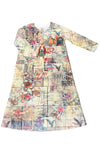 Inoah Foxy Village Long Sleeve Crew Neck A-Line Dress D359RE-AD138