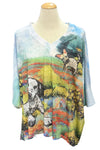 Inoah "Friends Fur-Ever" One Size V-Neck Dolman Sleeve Top T995BO-AE137