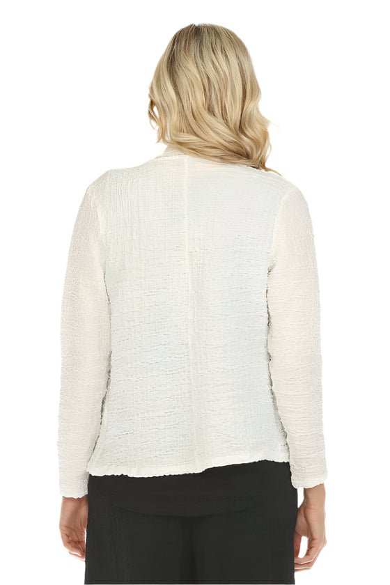 Inoah Long Sleeve Waffle Jacket in White C227WK-WHITE